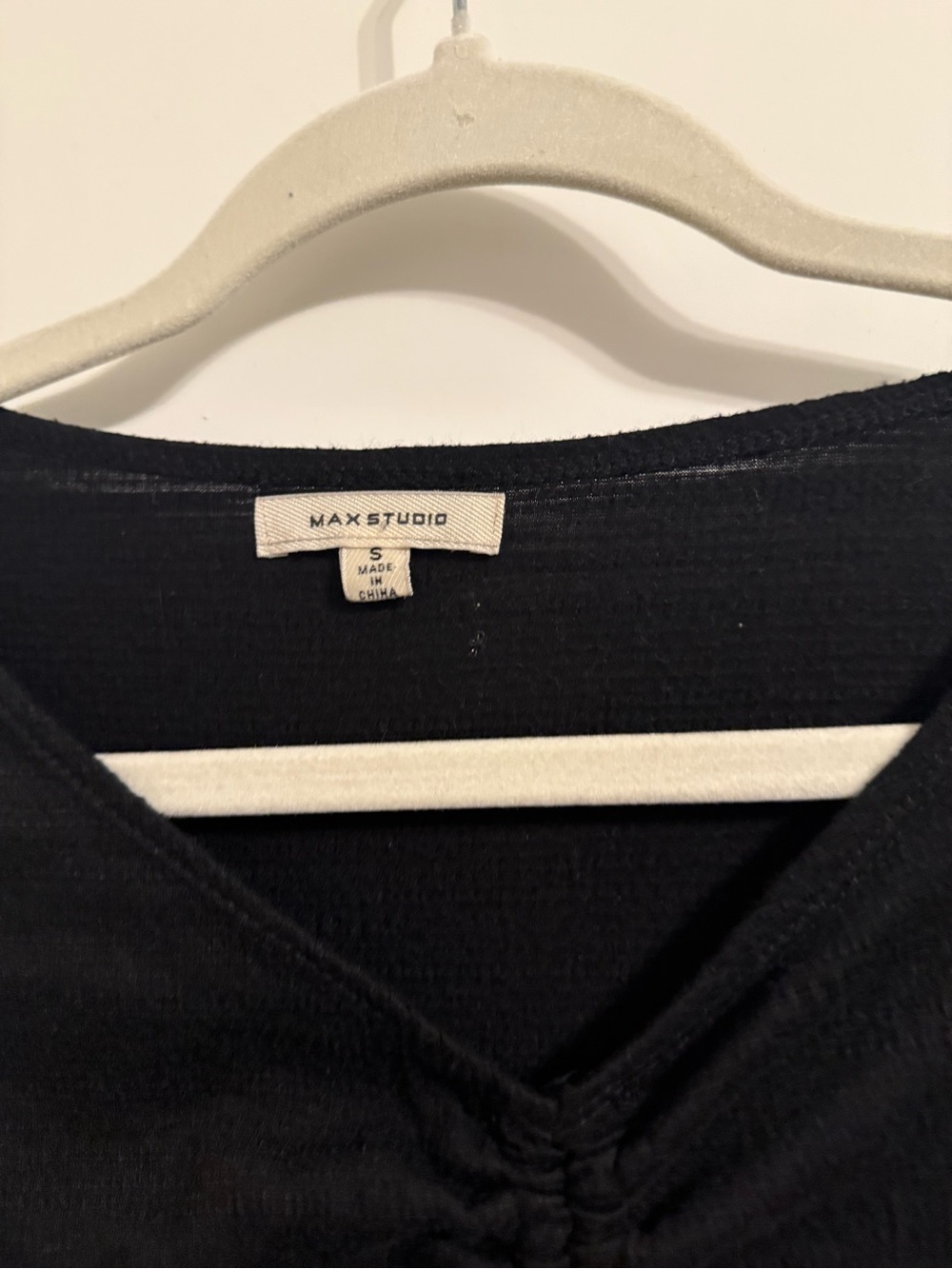 Max Studio Black V-neck Ruched Front Top